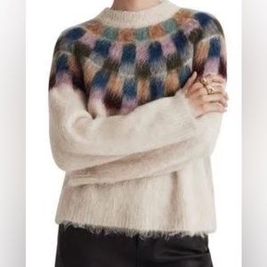 NWT Madewell Fair Isle Checkerboard Mohair Sweater Hol 23 XS